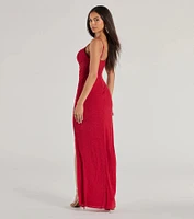 Elise Cowl Neck Slim Glitter Formal Dress