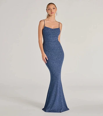 Erica Cowl Neck Mermaid Glitter Formal Dress