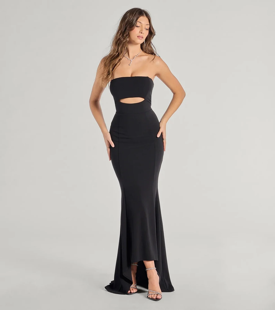 Marley Lace-Up Mermaid Crepe Formal Dress