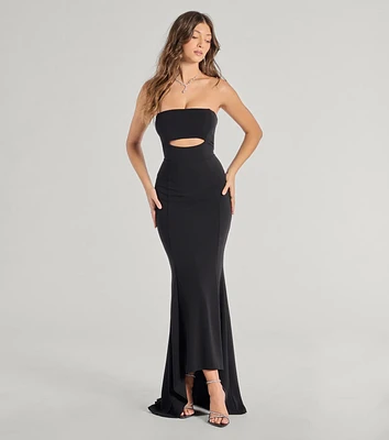 Marley Lace-Up Mermaid Crepe Formal Dress