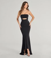 Marley Lace-Up Mermaid Crepe Formal Dress