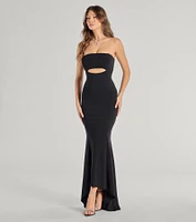 Marley Lace-Up Mermaid Crepe Formal Dress