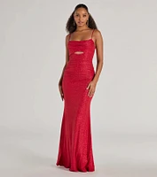 Harley Sleeveless Cutout Glitter Column Dress