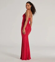 Harley Sleeveless Cutout Glitter Column Dress