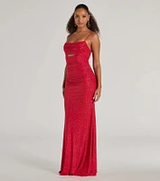Harley Sleeveless Cutout Glitter Column Dress
