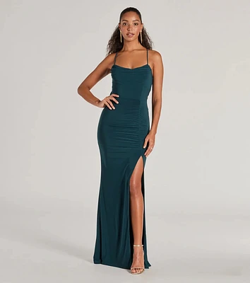 Ashley Sleeveless Bow Mermaid Formal Dress
