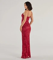 Elodie Beaded Floral Lace Mermaid Dress