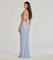 Kimia Beaded Lace-Up Column Dress