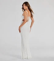 Kimia Beaded Lace-Up Column Dress