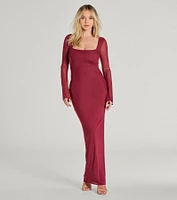 Becka Formal Mesh High Slit Column Dress