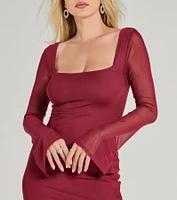 Becka Formal Mesh High Slit Column Dress