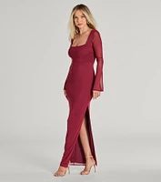 Becka Formal Mesh High Slit Column Dress
