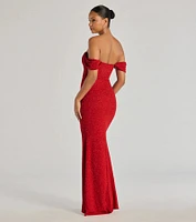 Tamara Off-The-Shoulder Mermaid Glitter Formal Dress