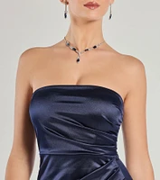 Lauren Strapless Wrap Slim Satin Formal Dress