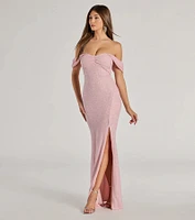 Tamara Off-The-Shoulder Mermaid Glitter Formal Dress