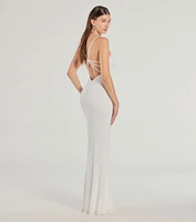 Rani Sleeveless Strappy Open-Back Beaded Mermaid Dress