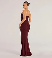 Milena Faux Pearl Mesh High Slit Mermaid Dress