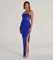 Rose Formal Mesh Corset Column Dress