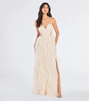 Aletta Long Sleeveless Ruffled A-Line Dress