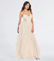 Aletta Long Sleeveless Ruffled A-Line Dress