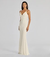Danni Lace-Up Beaded Lace Column Dress