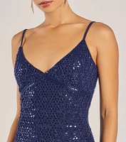 Dovie Sequin Beaded Mesh Column Dress
