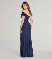 Malani Glitter Knit One-Shoulder Formal Dress