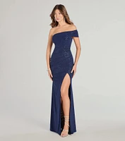 Malani Glitter Knit One-Shoulder Formal Dress