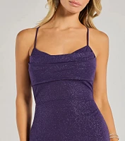 Rae Lace-Up Glitter Mermaid Dress