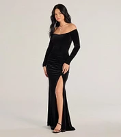 Sonya Off-The-Shoulder Velvet Mermaid Dress