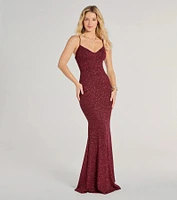 Tricia V-Neck Open Back Mermaid Glitter Formal Dress