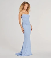 Rowan Formal Glitter Ruched Mermaid Dress