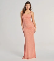 Rylie Formal Glitter Lace-Up Column Dress