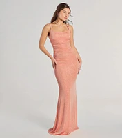 Rylie Formal Glitter Lace-Up Column Dress