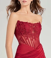 Shayla Strapless Corset Lace Formal Dress