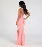 Molly Lace-Up Mermaid Glitter Formal Dress
