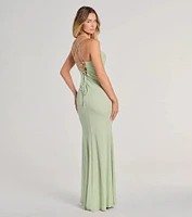 Molly Lace-Up Mermaid Glitter Formal Dress