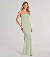 Molly Lace-Up Mermaid Glitter Formal Dress
