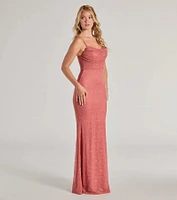 Lylah Lace Cowl Neck Mermaid Dress