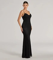 Lylah Lace Cowl Neck Mermaid Dress