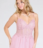 Fatima V-Neck Embroidered A-Line Tulle Dress