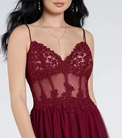 Fatima V-Neck Embroidered A-Line Tulle Dress
