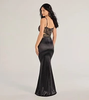 Aliana Cutout Lace And Satin Mermaid Dress
