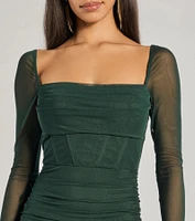 Ashlynn Long Sleeve Corset Column Formal Dress