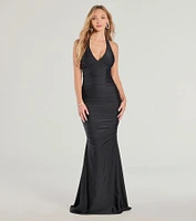 Denise Halter Tie-Back Mermaid Formal Dress