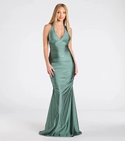 Denise Halter Tie-Back Mermaid Formal Dress