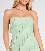 Ellie Ruffled Lace High Slit Formal Dress