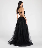 Julia Lace-Up Corset Slit A-Line Formal Dress