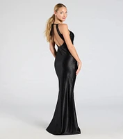 Joyce Open Back Wrap Bodycon Glitter Formal Dress
