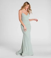 Leslie Lace-Up Mermaid Glitter Formal Dress